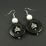 Boucles d'oreille mariniére noire et blanche