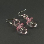 Boucles d'oreille tétines roses transparentes