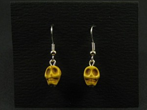 Boucles d'oreille fantaisie skull jaune