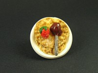 Magnet artisanal assiette crêpes choco fraise