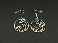 Boucles d'oreilles fantaisie breloques vagues et perles bleues