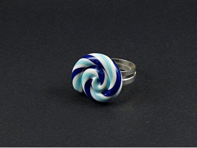 Bague fantaisie artisanale lollipop bleue