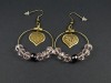 Boucles d'oreilles fantaisie anneaux et perles de verre facettées