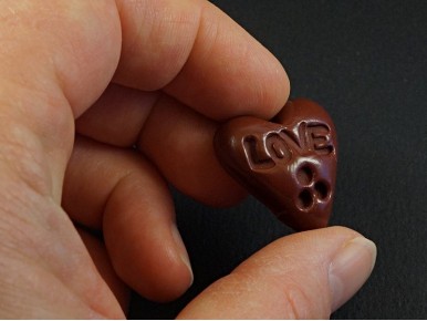 Magnet artisanal coeur chocolat LOVE