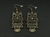 Boucles d'oreilles fantaisie hiboux mobiles couleur bronze 