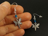 Boucles d'oreilles fantaisie fée et perles bleues