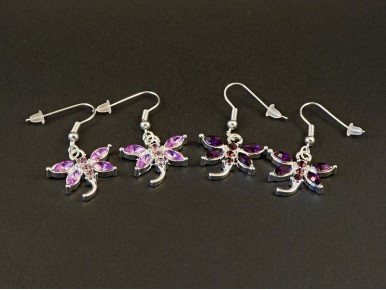 Boucles d'oreilles en métal fantaisie libellule strass