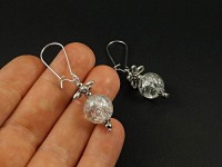 Boucles d'oreilles fantaisie perle translucide craquelée