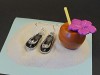 Boucles d'oreilles fantaisie tong noir et strass