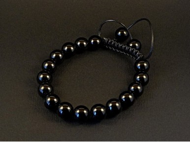Bracelet fantaisie perle de verre noires opaques