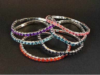 Bracelet fantaisie élastique strassé couleurs variées