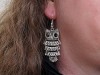 Boucles d'oreilles fantaisie hiboux mobiles finition argent