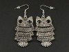 Boucles d'oreilles fantaisie hiboux mobiles finition argent