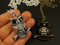 Collier fantaisie hibou strassé finition au choix