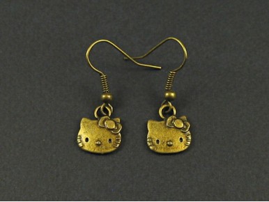 Boucles d'oreilles Hello-Kitty couleur bronze