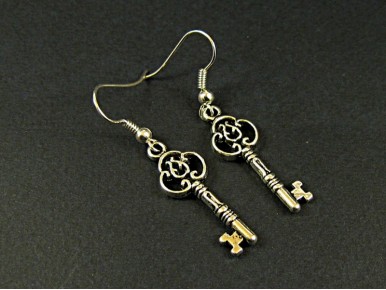 Boucles d'oreilles fantaisie clefs argentées