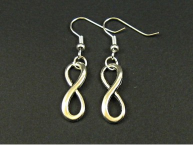 Boucles d'oreilles fantaisie signe infini en métal argenté