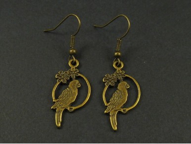 Boucles d'oreilles oiseaux sur perchoirs 