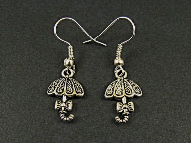 Boucles d'oreilles fantaisie argentée ombrelles