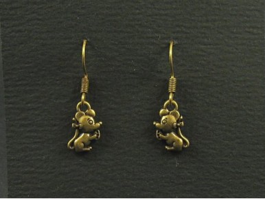 Boucles d'oreilles petites souris couleur bronze
