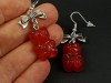 Boucles d'oreilles artisanales oursons rouges imitation bonbon