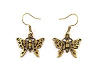 Boucles d'oreilles fantaisie papillon bronze