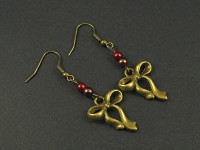 Boucles d'oreilles fantaisie bronze perles et noeud