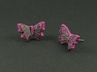 Boucles d'oreilles puces papillons violets finition pailletée 