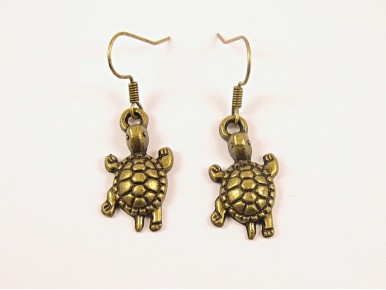 Boucles d'oreilles tortue bronze