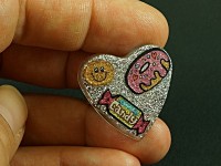 Bague résine en forme de coeur, paillettes et stickers gourmands