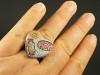 Bague résine en forme de coeur, paillettes et stickers gourmands