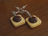 Boucles d'oreilles gourmandes tranches de brioche et chocolat