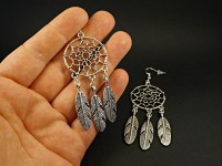 Boucles d'oreilles grande taille motif attrape-rêves