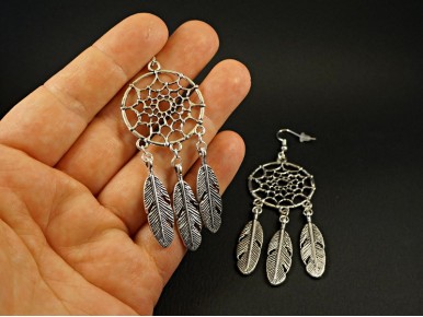 Boucles d'oreilles grande taille motif attrape-rêves