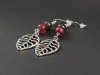 Boucles d'oreilles breloque feuille et perles de tourmaline