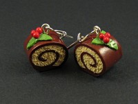 Boucles d'oreilles gourmandes façon bûche de Noël