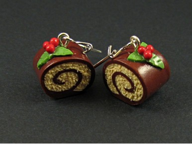 Boucles d'oreilles gourmandes façon bûche de Noël