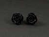 Boucles d'oreilles puces fleurs noires