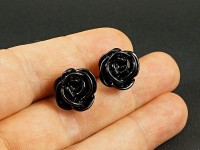 Boucles d'oreilles puces fleurs noires