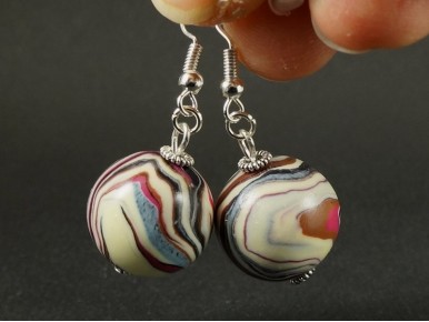 Boucles d'oreilles perles artisanales rayées