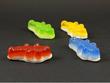 Magnet mini bonbon crocodile en résine colorée
