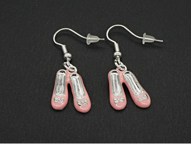 Boucles d'oreilles métalliques ballerines roses