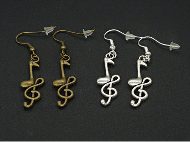 Boucles d'oreille clé de sol et note de musique