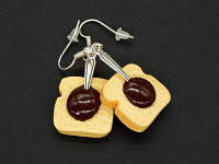 Boucles d'oreilles gourmandes tranches de brioche et chocolat