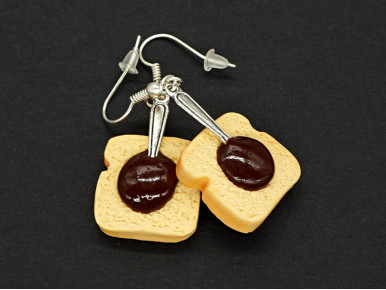 Boucles d'oreilles gourmandes tranches de brioche et chocolat