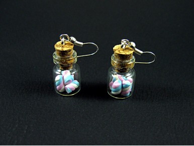 Boucles d'oreilles mini bocal guimauve