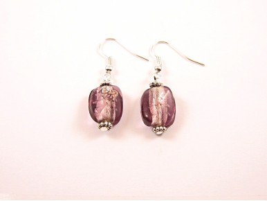 Boucles d'oreilles perles indienne lilas