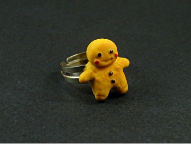 Bague artisanale petit bonhomme pain d'épice