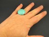 Bague fantaisie cabochon en véritable turquoise