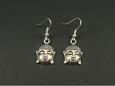 Boucles d'oreille métalliques tête de Bouddha